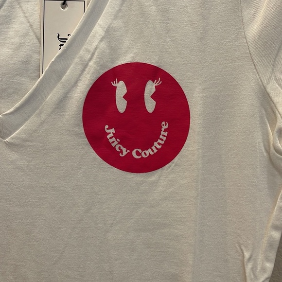 NWT Juicy Couture Smiley V-neck T-Shirt Size Small - Picture 4 of 7